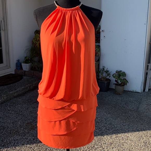 Cache drop waist dress in orange size 2 - Picture 1 of 9